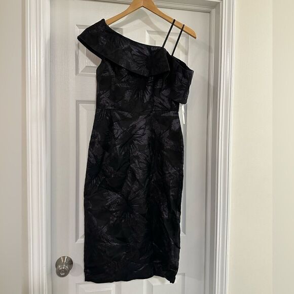 Aidan Mattox Black Jacquard Off Shoulder Dress size 4 NWT - Picture 5 of 11